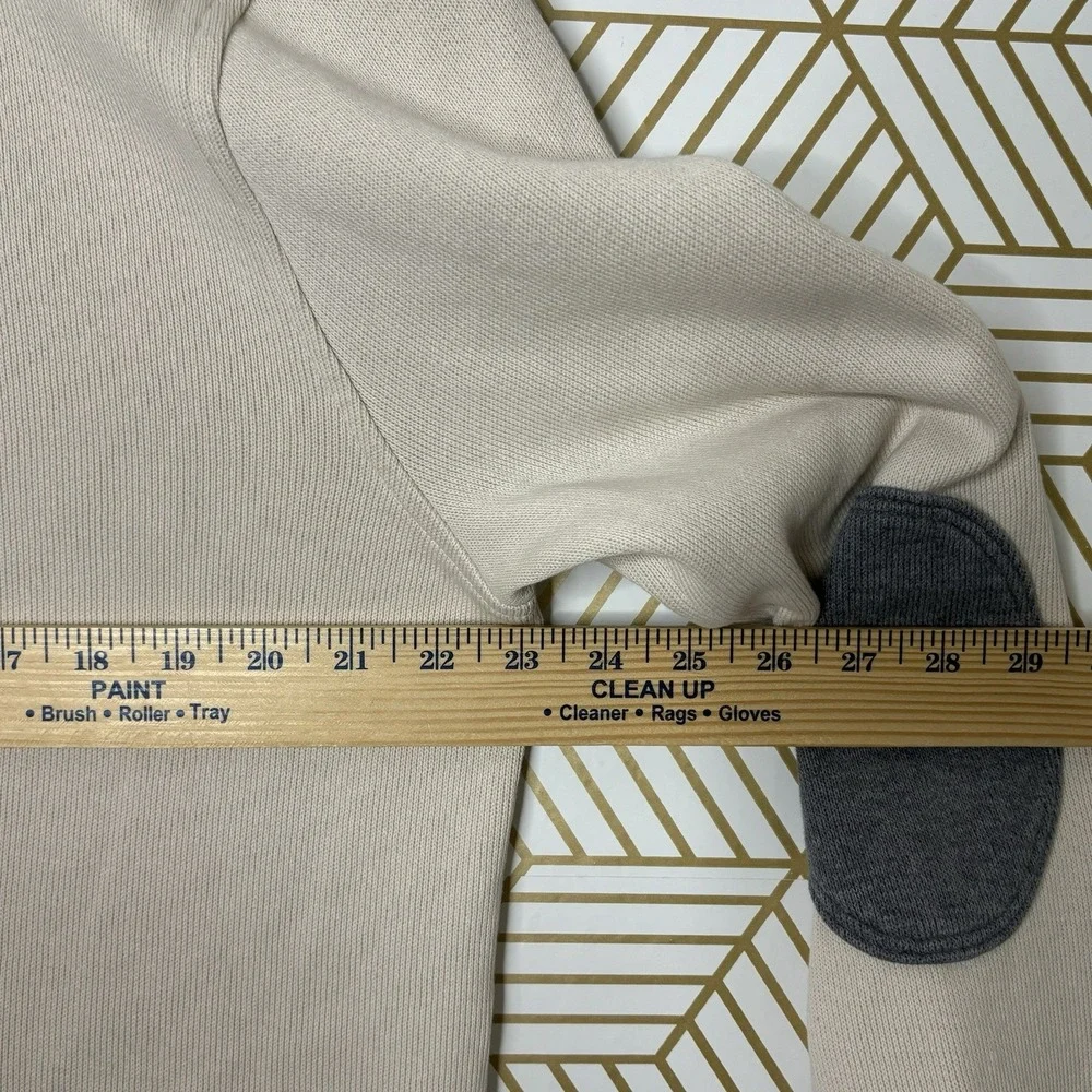 Banana Republic Ivory XL 1/4 Zip Mock Neck Knit Pullover Sweater Elbow Patches